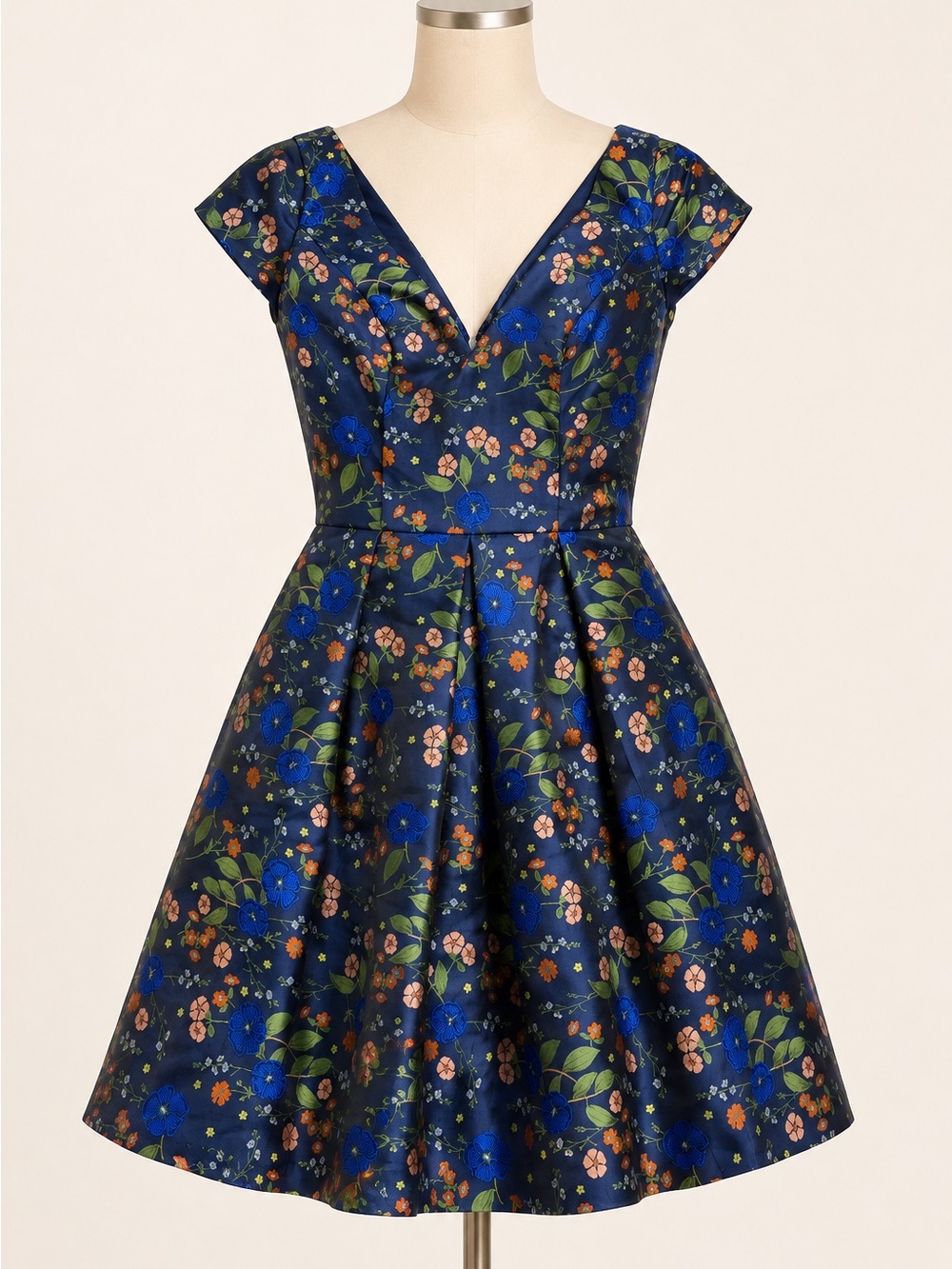 DB Studio Floral Jacquard Fit & Flare Cocktail Dress Size 2 Pockets